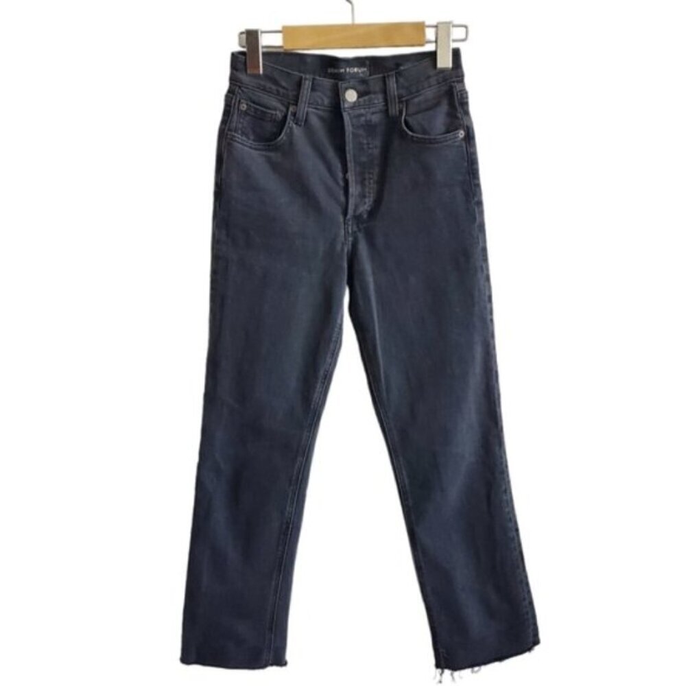 Aritzia Denim Forum Black Wash The Arlo High-rise Straight 28L Size 23
